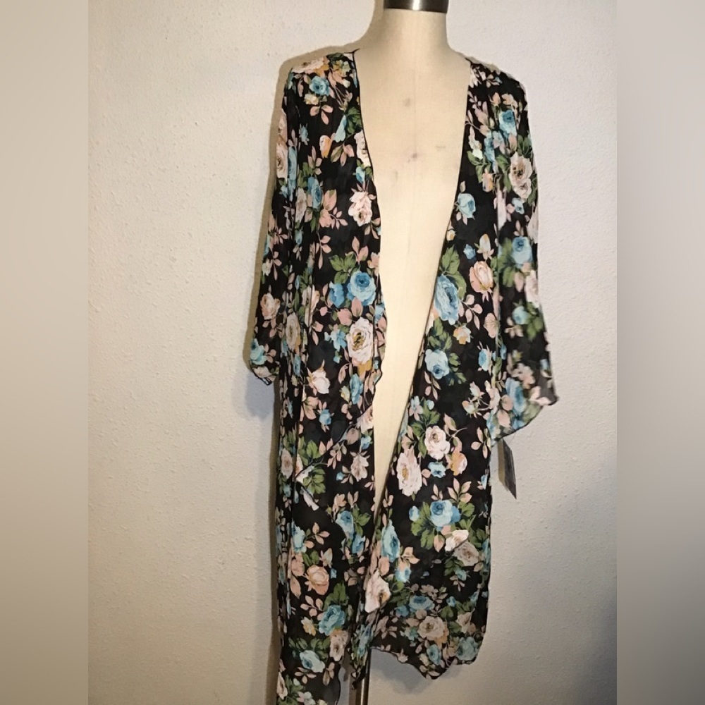 Lularoe sheer floral open long cardigan size medium